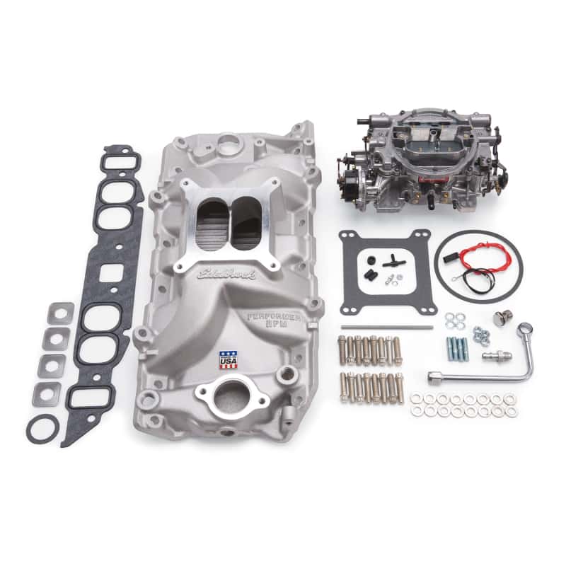 Edelbrock — Edelbrock Manifold And Carb Kit Performer RPM Big Block Chevrolet Oval Port Natural Finish
POWER PKG - view 3