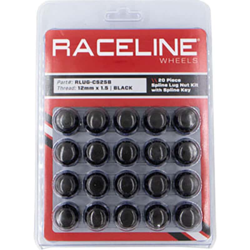 Raceline — Raceline Spline Lug Nut Kit with Spline Key 12 x 1.5 - 20 Pack - Black - view 1
