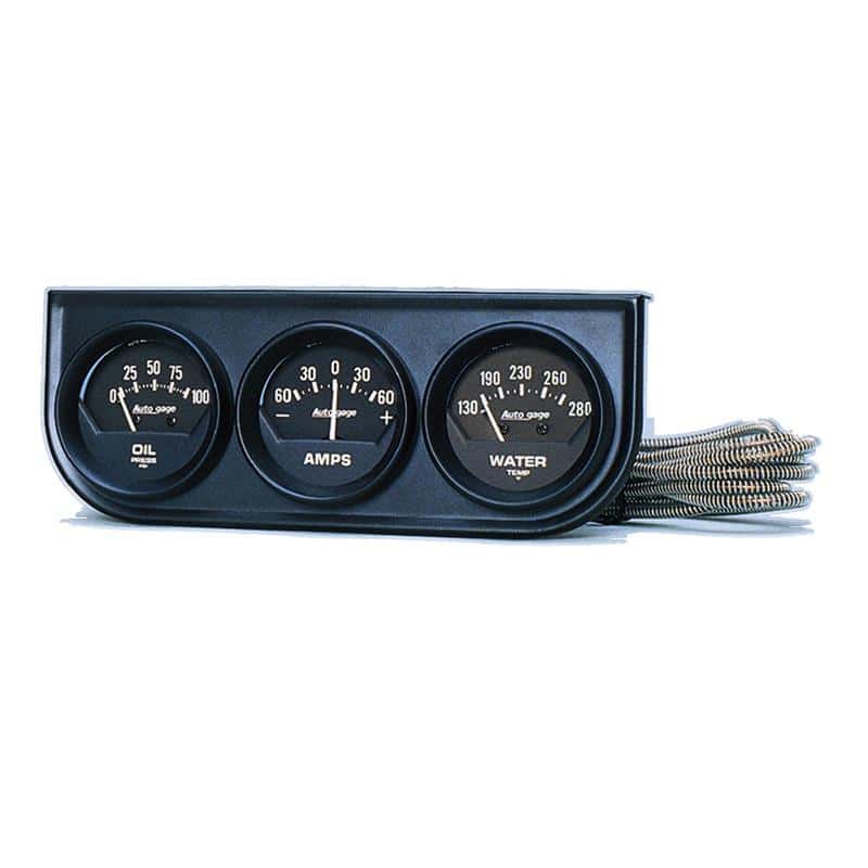 AutoMeter — AutoMeter Gauge Console Oilp/Wtmp/Amp 2in. 100PSI/280 Deg. F/60A Blk Dial Blk Bzl Ag
3 GA PNL OP/A/WT M B - view 2