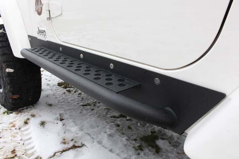 Fishbone Offroad — Fishbone Offroad 97-06 Jeep Wrangler TJ Steel Rock Slider - Black Textured Powdercoat - view 3