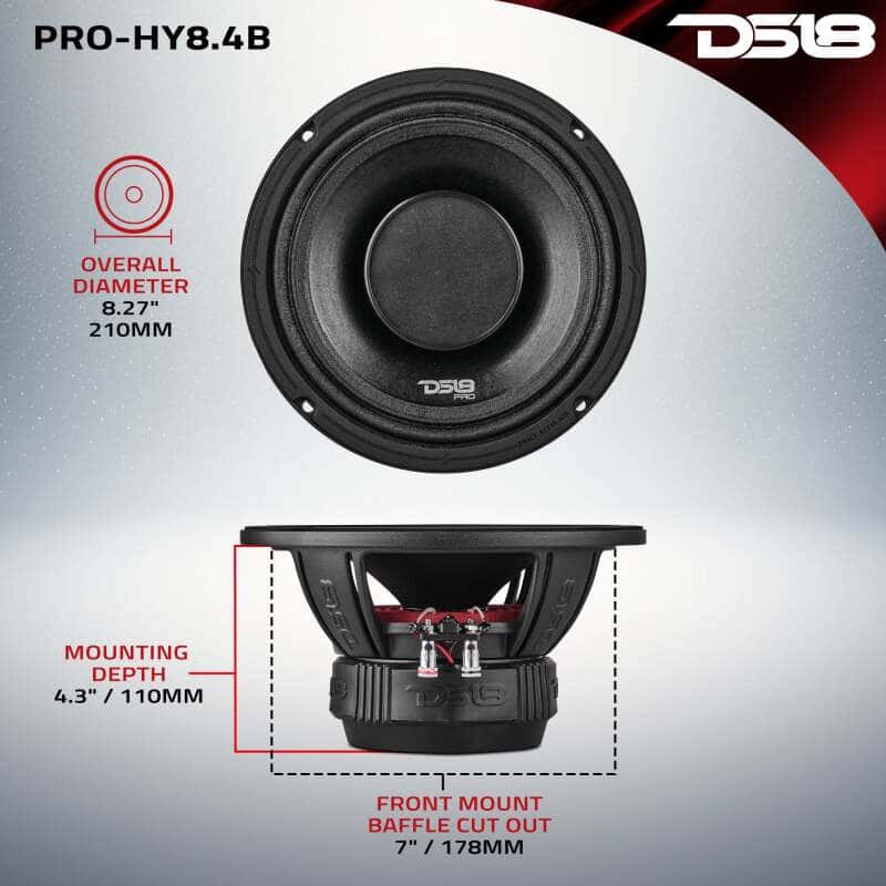 DS18 — DS18 8in 250 Watts RMS 4 ohm Mid-Range Loudspeaker w/ Water Resistant Cone - view 3