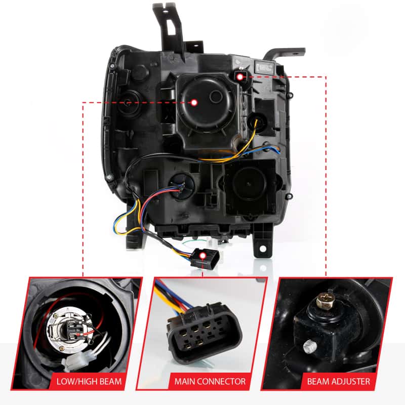 ANZO — ANZO GMC SIERRA 1500 14-15 2500H/15-19 Projector Headlight Plank Style Black w/ Switchback (Halogen)
Head Light Set
HdLtSet - view 12