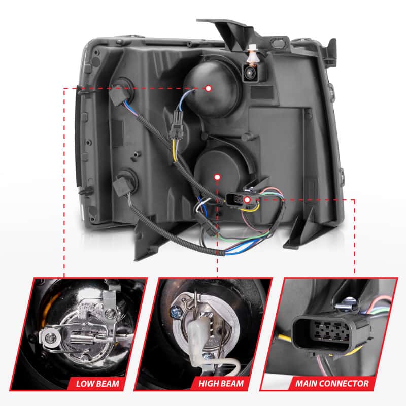 ANZO — ANZO 2007-2013 Chevrolet Silverado 1500 Projector Headlights w/ Halo Black
Head Light Set
HdLtSet - view 12
