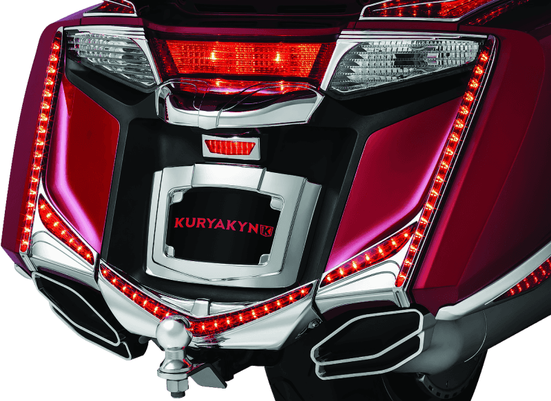 Kuryakyn — Kuryakyn L.E.D. Vertical Rear Light Strips 12-17 GL1800 Chrome Red Lens - view 2