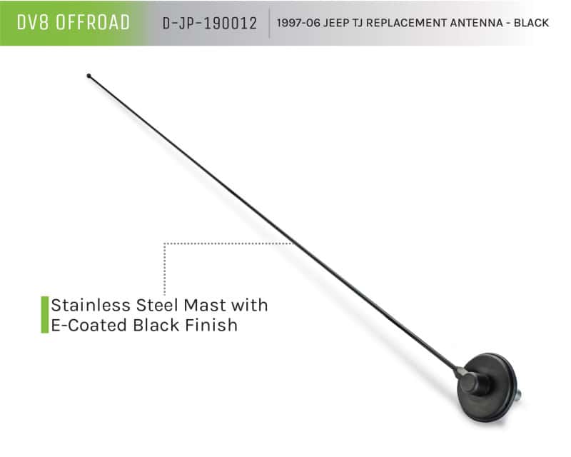 DV8 Offroad — DV8 Offroad 1997-06 Jeep TJ Replacement Antenna Black - view 6