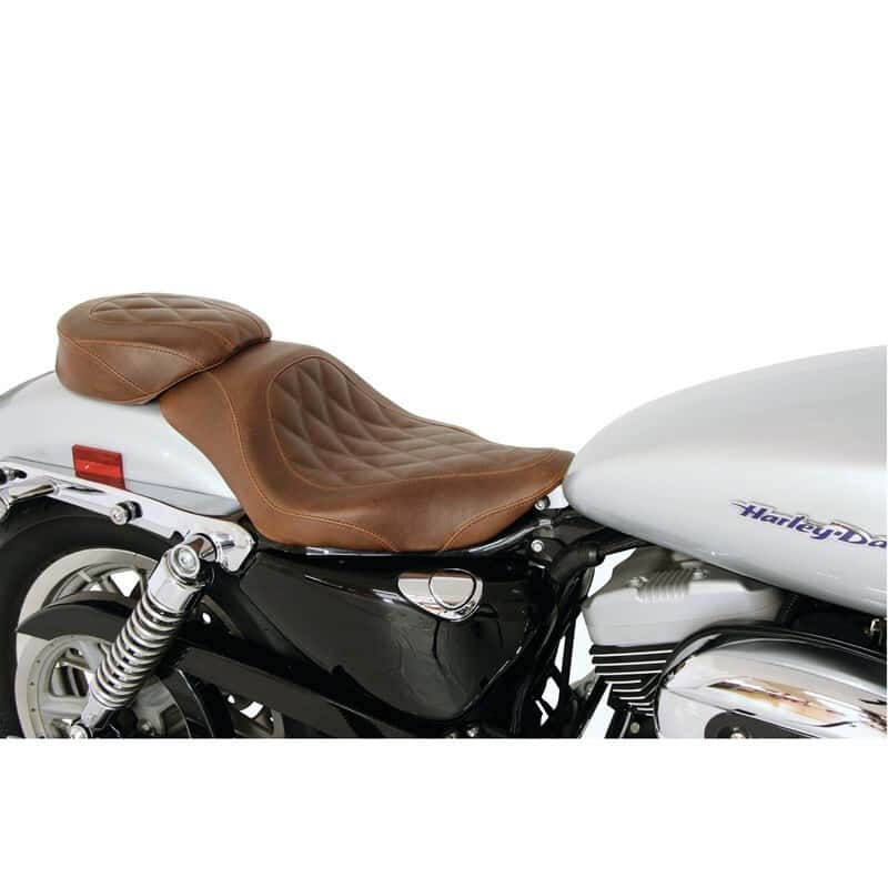 Mustang Motorcycle — Mustang 04-21 Harley Sportster Wide Tripper Solo Seat Diamond Stitch- Distressed Brown - view 2