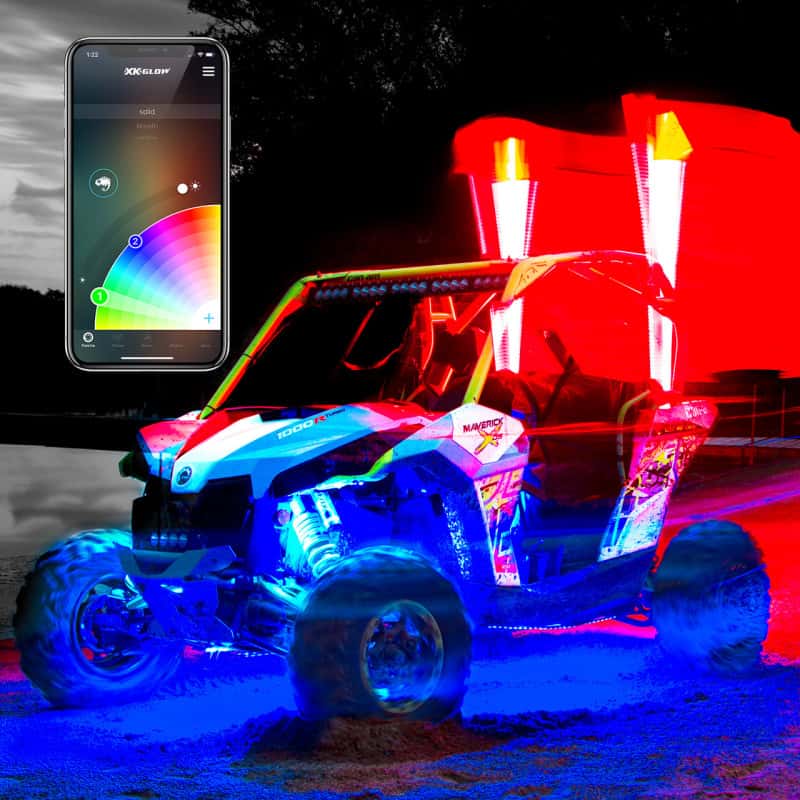 XKGLOW — XK Glow XKchrome Advanced App Control LED Whip Light Kit for 4x4 Offroad UTV ATV 1x 48In 2nd Gen - view 2