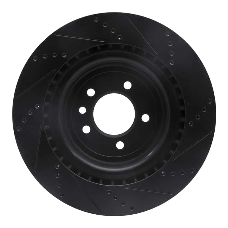 R1 Concepts — R1 2013-2025 Land Rover Defender 110 Rear Left Drilled & Slotted Black Brake Rotor
R1 Brake Rotor Drill - view 5