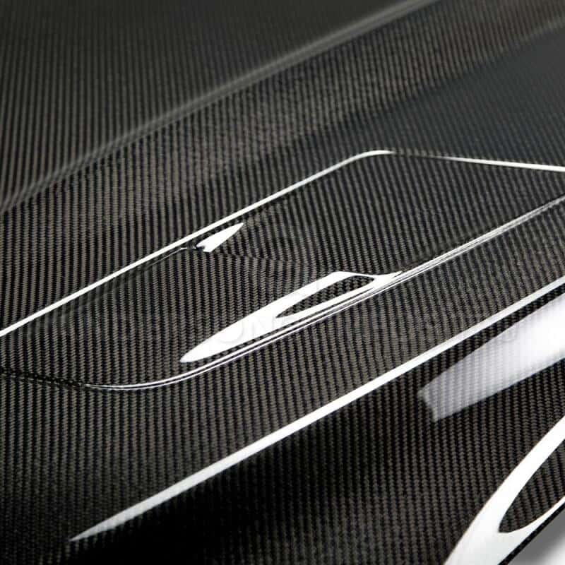 Anderson Composites — Anderson Composites 2015-2017 Ford Mustang Double Sided Carbon Fiber Type-OE Style Hood - view 4