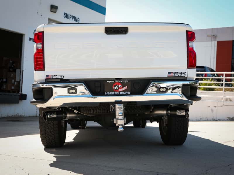 aFe — aFe Large Bore-HD 4in 409SS DPF-Back Exhaust System w/Black Tip 20 GM Diesel Trucks V8-6.6L (td) L5P
DPF-Back Exhaust - view 6