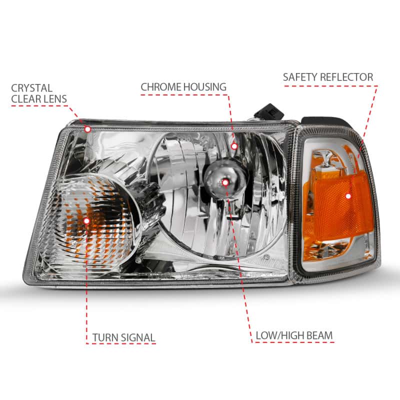 ANZO — ANZO 2001-2011 Ford Ranger Crystal Headlight Chrome w/Corner Lights (OE Replacement)
Head Light Set
HdLtSet - view 9