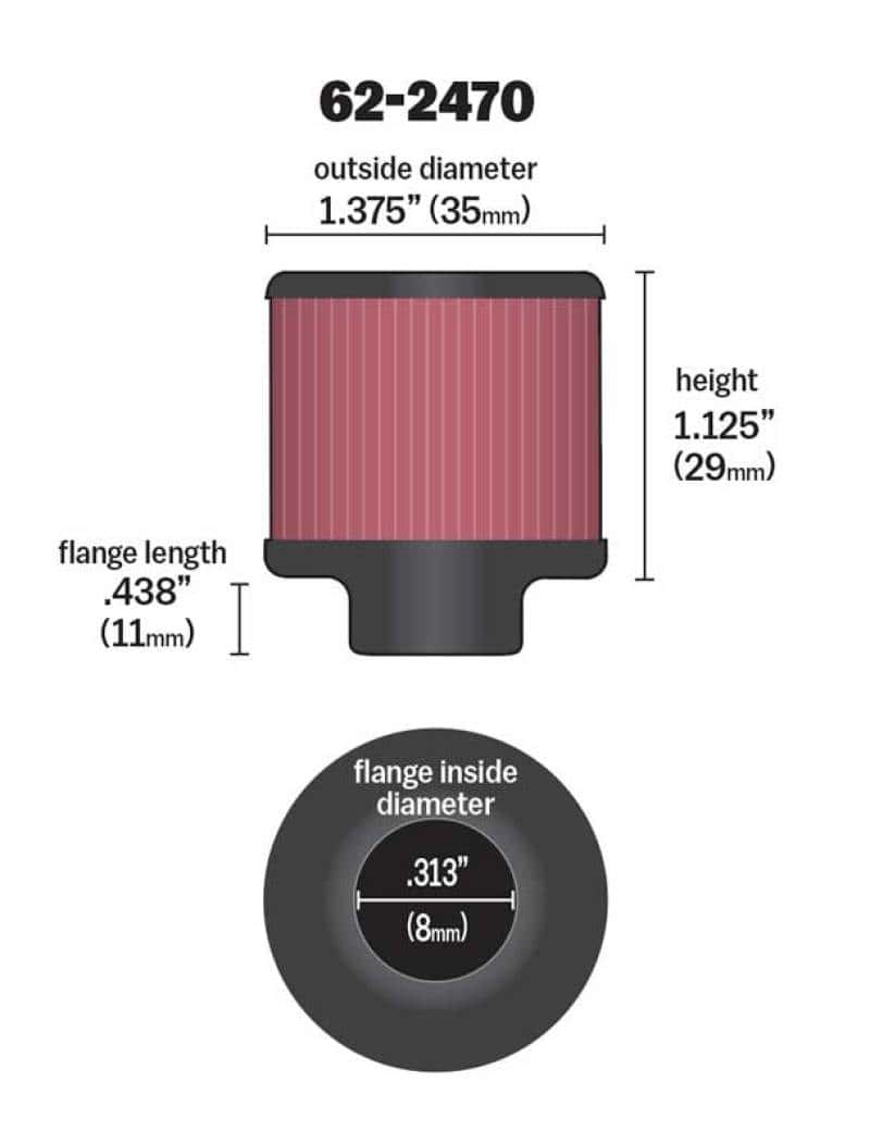 K&N Engineering — K&N .315/.431 Flange 1 3/8 inch OD 1.5 inch H Clamp On Crankcase Vent Filter
Vent Air Filter/Brea
Vent Air Filter - view 11