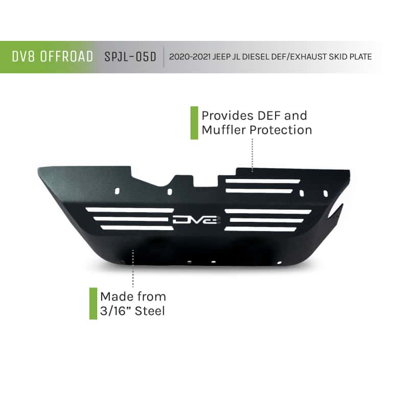 DV8 Offroad — DV8 Offroad 20-22 Jeep Wrangler JL (3.0L Diesel) Rear Diff Skid Plate for Dana 44
DEF/EXT SKID PLATE - view 14