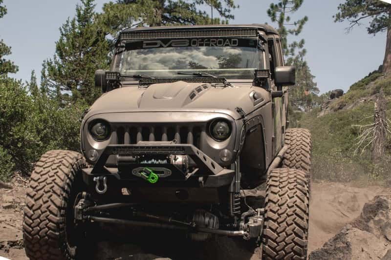 DV8 Offroad — DV8 Offroad 07-18 Jeep Wrangler JK Metal Heat Dispersion Hood - Primer Black - view 4