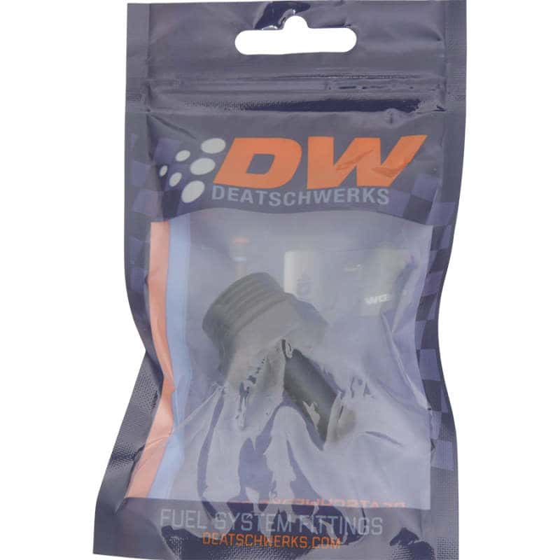 DeatschWerks — DeatschWerks 10AN ORB Male to 3/8in Male Barb Fitting - Anodized Matte Black
Lines & Fittings - view 2
