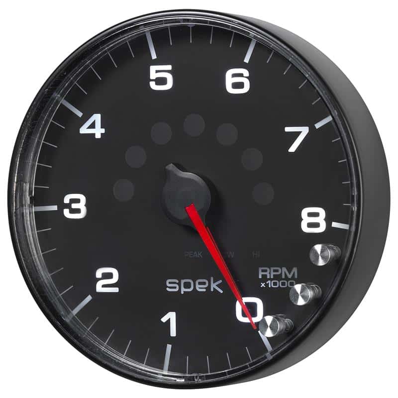 AutoMeter — Autometer Spek-Pro Gauge Tachometer 5in 8K Rpm W/Shift Light & Peak Mem Black/Black
GA 5" 8KRPM BFB SPEK - view 4