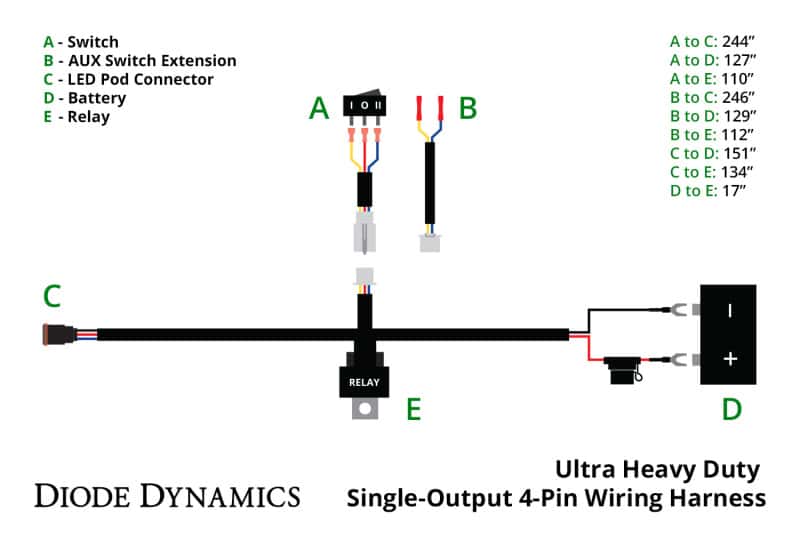 Diode Dynamics — Diode Dynamics Ultra Heavy Duty Single Output 4-Pin Wiring Harness - view 6