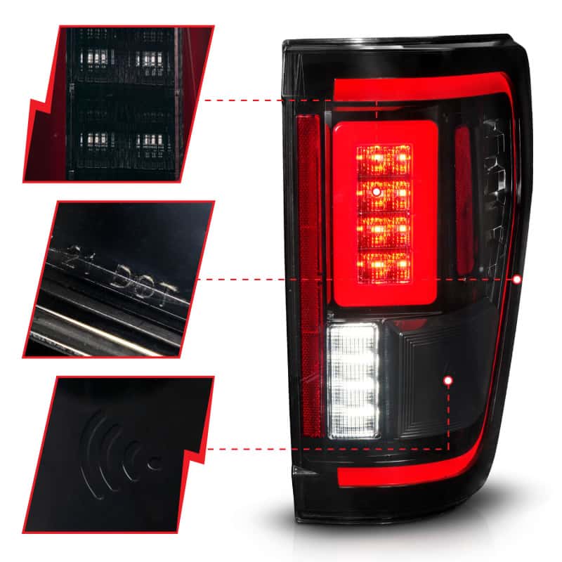 ANZO — ANZO 21-23 Ford F-150 LED Taillights Seq. Signal w/BLIS Cover - Black Smoke
Tail Light Set - view 4