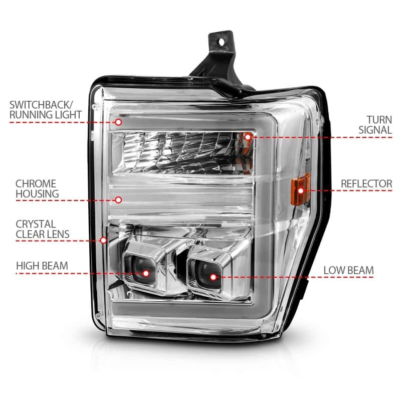 ANZO — ANZO 08-10 Ford F-250 - F-550 Super Duty Projector Headlights w/ Light Bar Switchback Chrome Housing
Head Light Set
HdLtSet - view 5