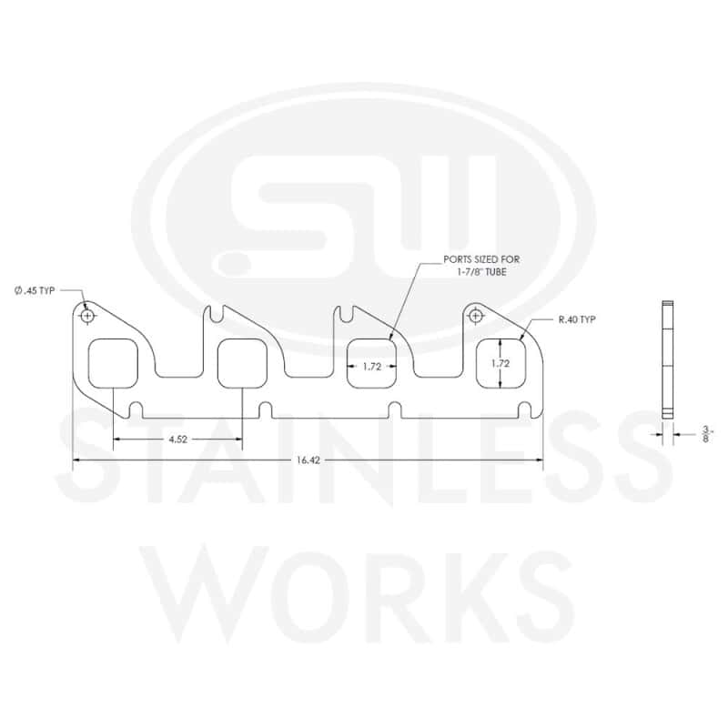 Stainless Works — Stainless Works Ford 6.2L Square Port Shaped Header 304SS Exhaust Flanges 1-7/8in Primaries
HFFTR6.2188

Header Flange - view 5