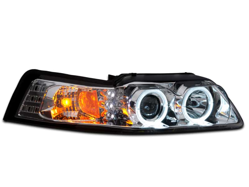 Raxiom — Raxiom 99-04 Ford Mustang Dual LED Halo Projector Headlights- Chrome Housing (Clear Lens)
Headlights - view 2