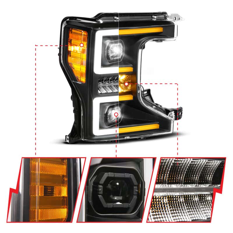 ANZO — ANZO 20-22 Ford Super Duty (Halogen) Z-Series Full LED Proj Headlights SeqSig - Pass. Side ONLY - view 2
