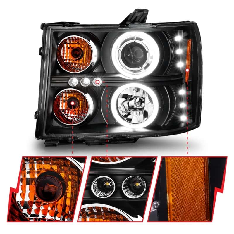 ANZO — ANZO 2007-2013 GMC Sierra 1500 Projector Headlights w/ Halo Black
Head Light Set
HdLtSet - view 4
