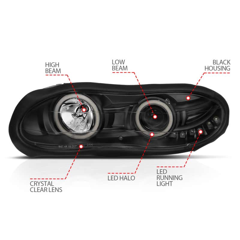 ANZO — ANZO 1998-2002 Chevrolet Camaro Projector Headlights w/ Halo Black
Head Light Set
HdLtSet - view 11
