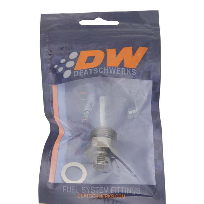 DeatschWerks — DeatschWerks 8AN ORB Male To 14 X 1.5 Metric Male (Incl O-Ring and Crush Washer) - view 3