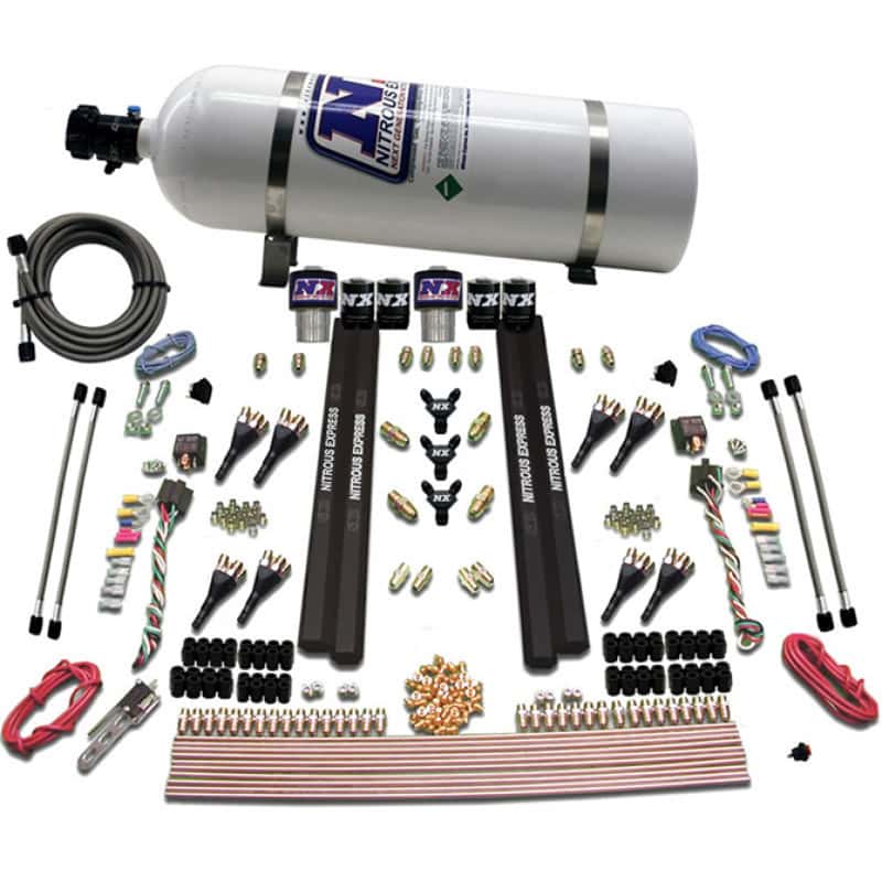 Nitrous Express — Nitrous Express SX2 Dual Stage /Gas/Rails 8 Nozzles Nitrous Kit (200-1200HP) w/15lb Bottle
Injection System Kit
N2OSys - view 2