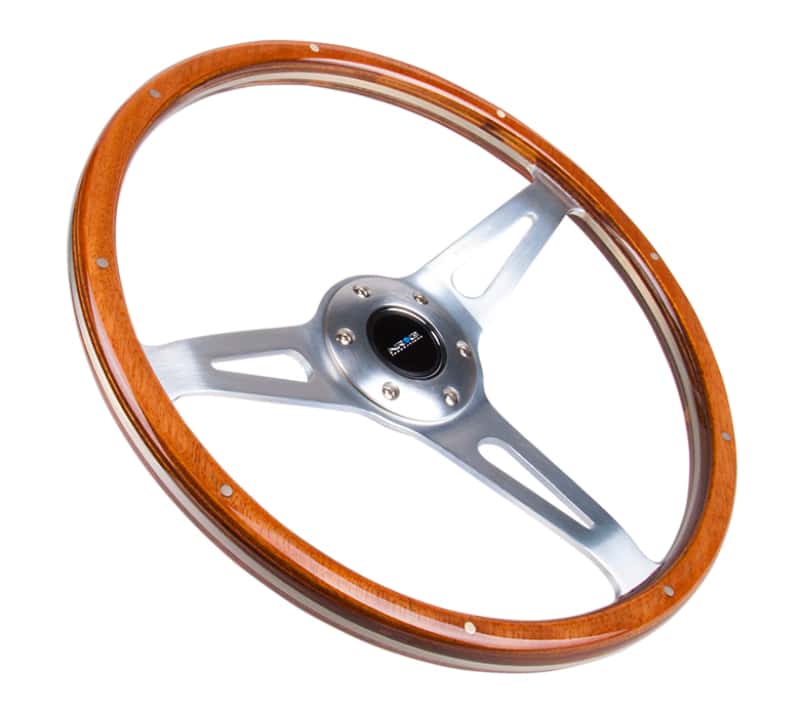 NRG — NRG Classic Wood Grain Steering Wheel (365mm) Wood w/Metal Accents & Polished Alum. 3-Spoke Center - view 2