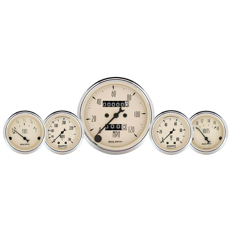 AutoMeter — AutoMeter Gauge Kit 5 Pc. 3-1/8in. & 2-1/16in. Mech. Speedo. Wtmp & Oilp Antique Beige
GA SET 5PC MECH AB - view 1