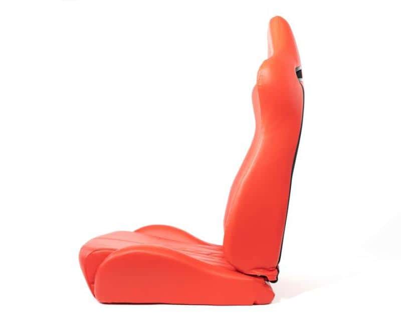 NRG — NRG Reclinable Sport Seats (Pair) The Arrow Red Vinyl w/ Pressed NRG Logo w/ Red Stitch - view 2