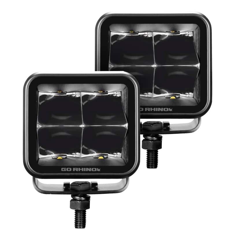 Go Rhino — Go Rhino Xplor Blackout Series Cube LED Spot Light Kit (Surface/Threaded Stud Mnt) 3x3 - Blk (Pair)
BLK-3x3 Spot Lights - view 1