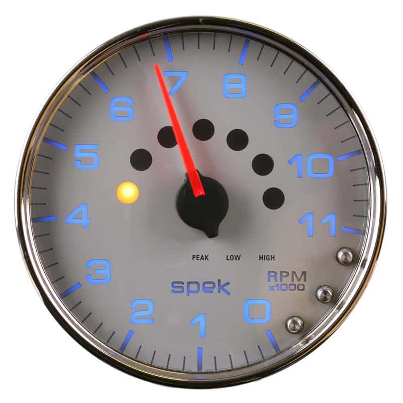 AutoMeter — Autometer Spek-Pro Gauge Tachometer 5in 11K Rpm W/Shift Light & Peak Mem Silver/Chrome
GA 5" 11KRPM SCC SPK - view 4