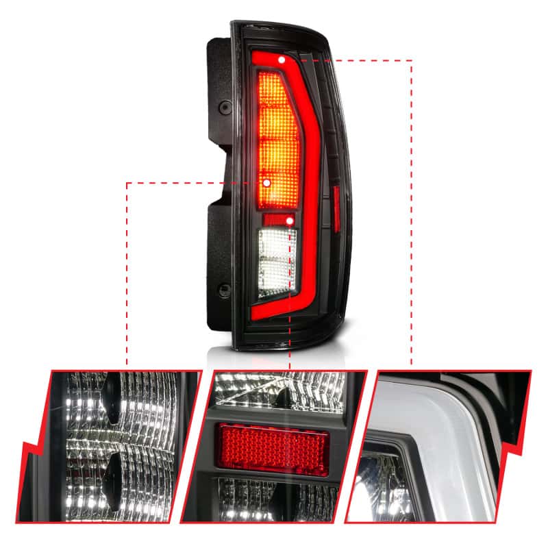 ANZO — Anzo 07-14 Chevrolet Suburban / 07-14 GMC Yukon Black Full LED Tail Light Plank Style w/ Clear Lens
Tail Light Set - view 3