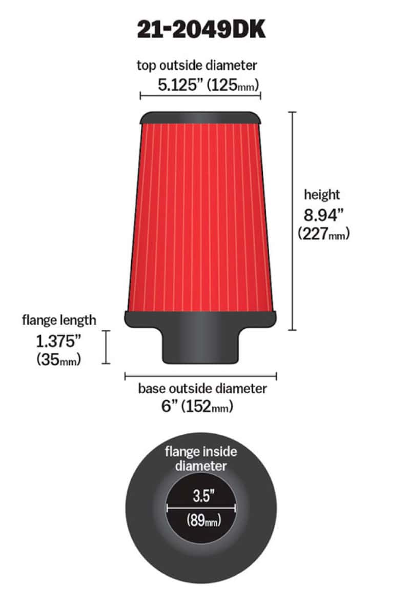 AEM Induction — AEM 3.5 in Short Neck 9 in Element Filter
AEM DryFlow Air Filt
Air Filter - view 3