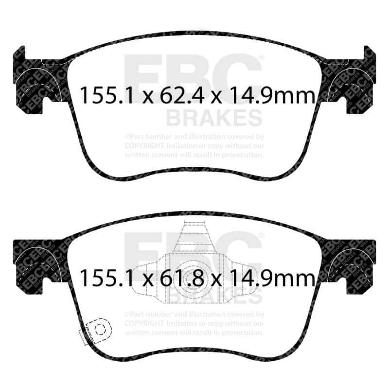 EBC — EBC 2018+ Honda Accord Sedan 1.5T Redstuff Front Brake Pads
Disc Brake Pad - view 3