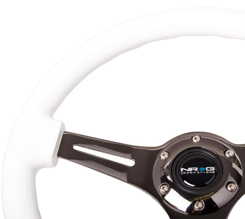 NRG — NRG Classic Wood Grain Steering Wheel (350mm) White Paint Grip w/Black 3-Spoke Center - view 3