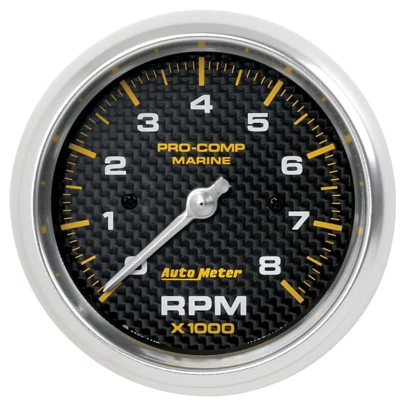 AutoMeter — Autometer Marine Carbon Fiber 3-3/8in 8k RPM Tachometer
3.4" TACH 8KRPM MCF - view 1