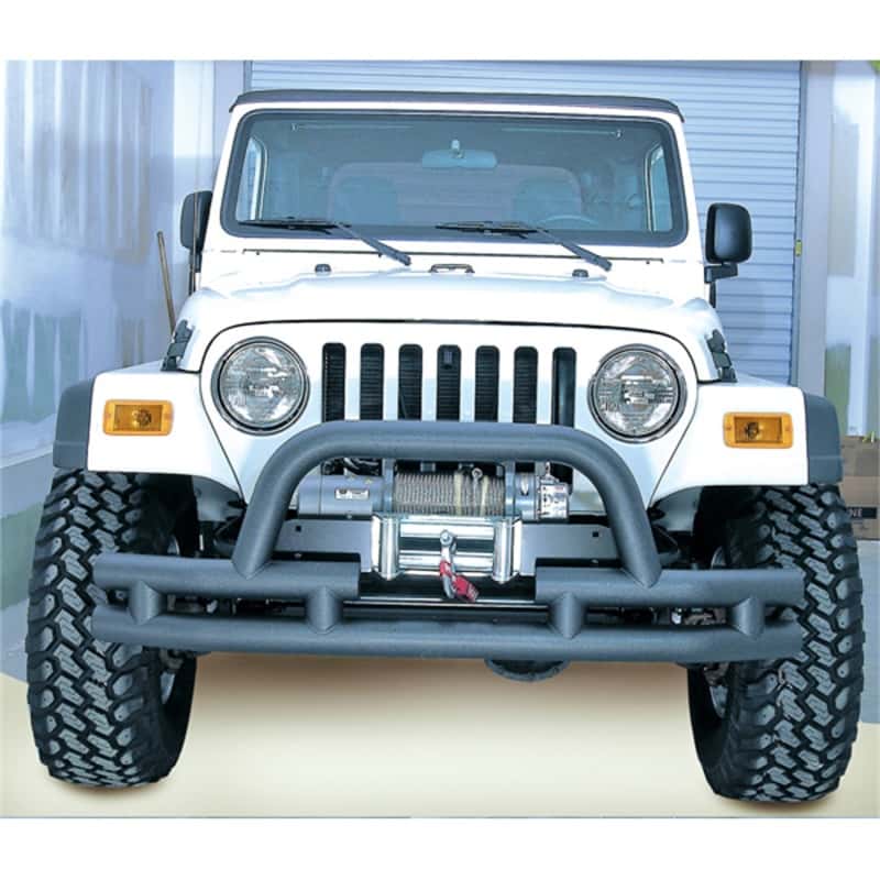 Rugged Ridge — Rugged Ridge 3-In Dbl Tube Front Winch Bumper w/Hoop 76-06 Models
OFFROAD_BUMPERS
Bumper- Front - view 1