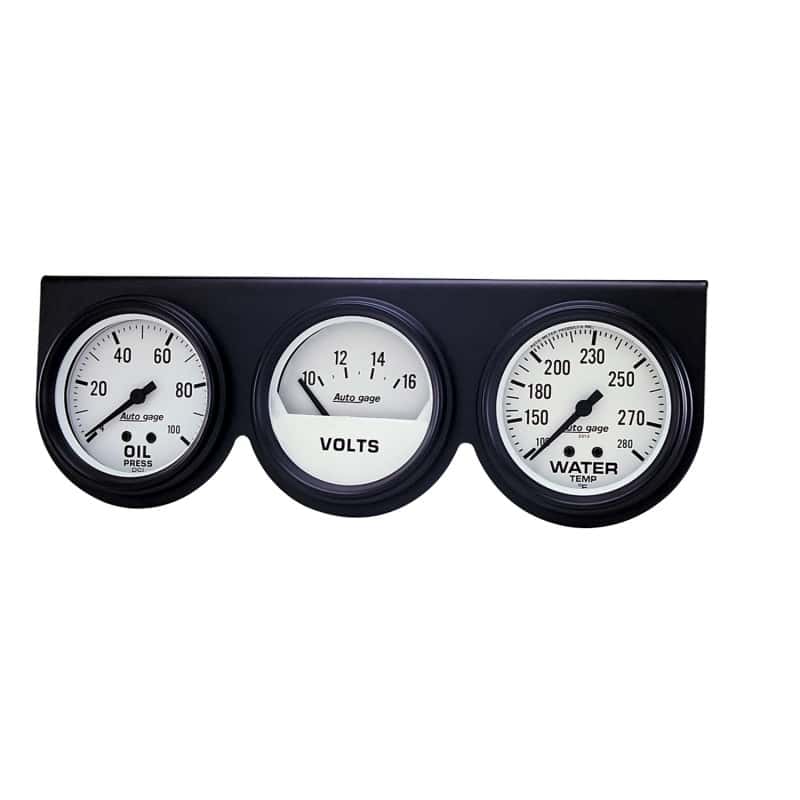 AutoMeter — Autometer AutoGage 2-5/8in 0-100 PSI Oil Press/ 16 Volt / 280 Deg Water Temp
3 GA PNL OP/WT/V BK - view 1