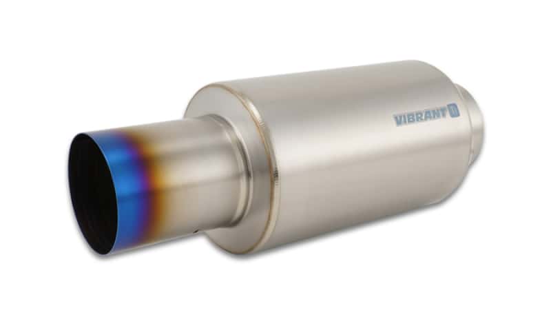 Vibrant — Vibrant Titanium Muffler w/Straight Cut Burnt Tip 4in Inlet / 4in Outlet
4"InOutMuffBurntTip - view 1