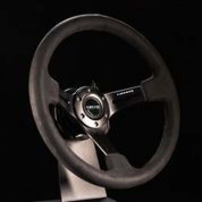 NRG — NRG Reinforced Steering Wheel (350mm / 3in. Deep) Black Leather w/ Alcantara Stitching - view 2