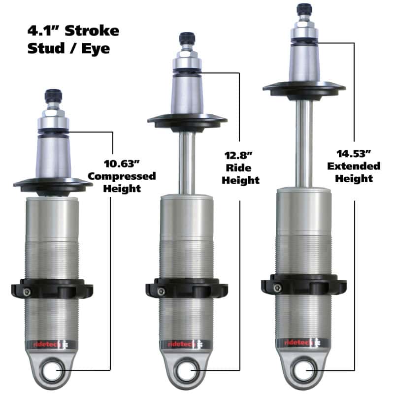 Ridetech — Ridetech HQ Series CoilOver Shock 4.1in Travel 2.5in Upper/Lower Bearing Mounts 10.5in/14.6in
HQ CO 4.1" 2" Stud - view 1