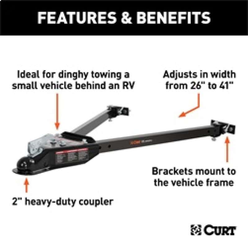RockJock — RockJock Curt Tow Bar with Adjustable Width Arms Car Mount 2in Ball 5000lbs - view 2