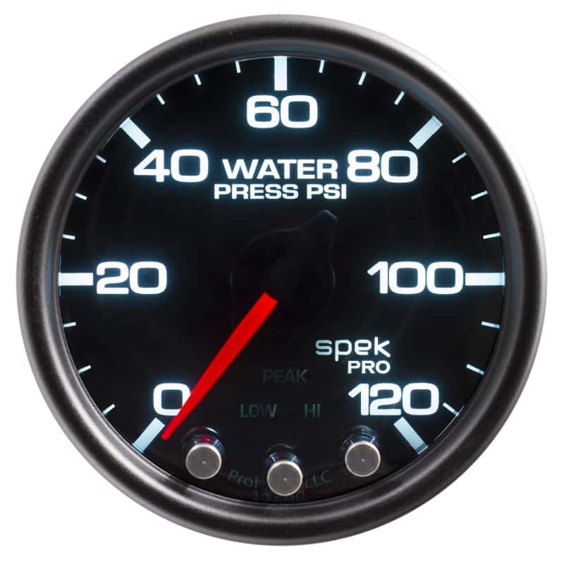AutoMeter — Autometer Spek-Pro Gauge Water Press 2 1/16in 120psi Stepper Motor W/Peak & Warn Blk/Smoke/Blk
GA 2" WP 120 BSB SPK - view 5