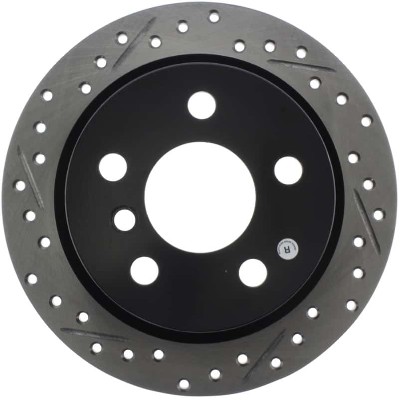 Stoptech — StopTech 14-15 Mini Cooper Base Slotted & Drilled Rear Right Rotor
Disc Brake Rotor
Slot/Drill Rotor - view 1