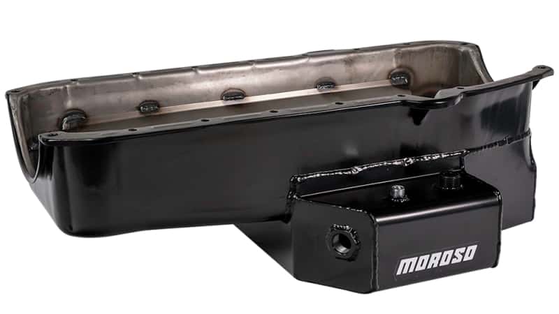 Moroso — Moroso 86-Up Chevrolet SBC (w/1 Pc Seal & Low Clearance) Wet Sump 7qt 7in Steel Oil Pan - Black - view 4