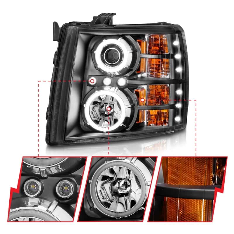 ANZO — ANZO 2007-2013 Chevrolet Silverado 1500 Projector Headlights w/ Halo Black
Head Light Set
HdLtSet - view 4